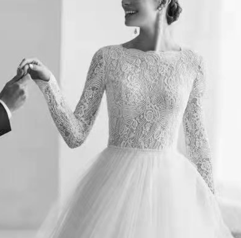 Wish new lace long sleeve wedding dress slim temperament A-word skirt