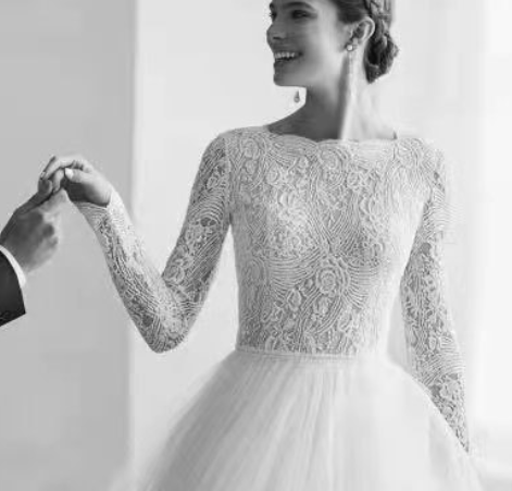 Wish new lace long sleeve wedding dress slim temperament A-word skirt