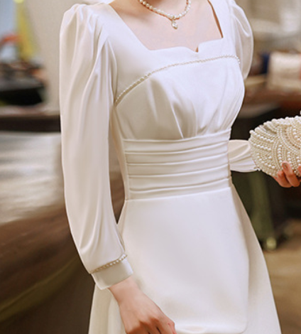 Small white evening dress usually can wear senior registration French small foreign gas dress license light engagement small white dress