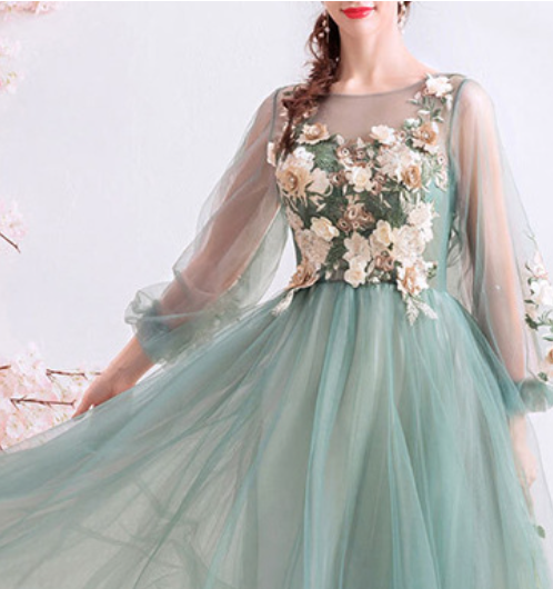 dinner dress green dress lace dress emerald green dinner dress annual performance host long sleeve wedding gown dress