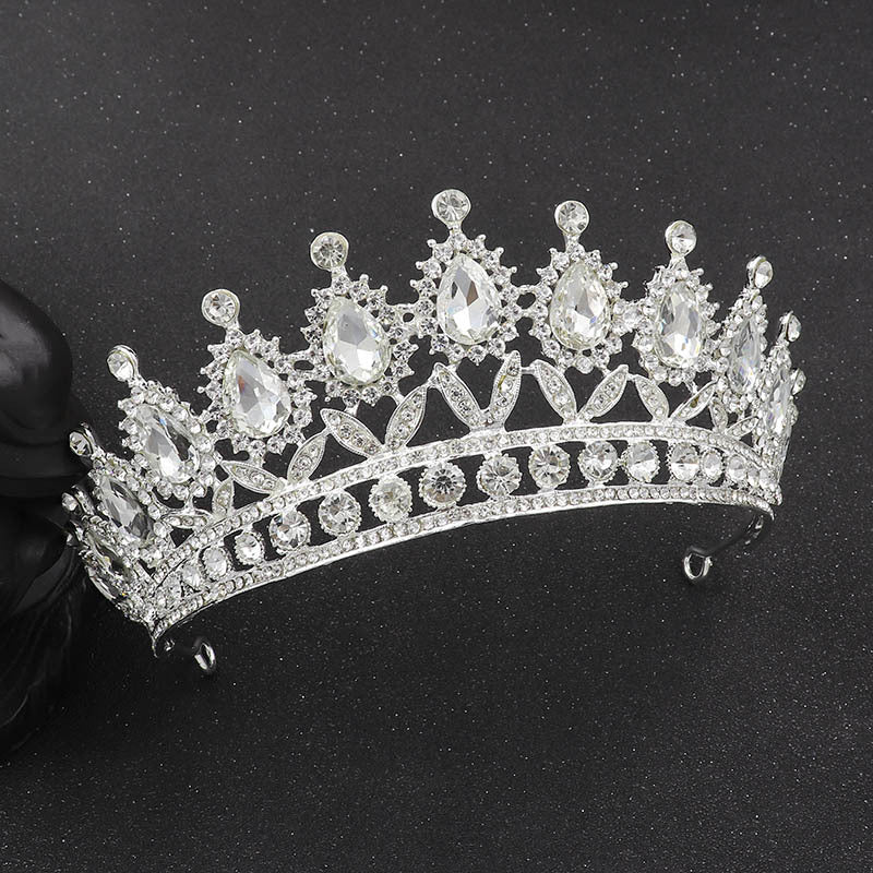 hair Crown European And American Bride Crown Baroque Drop-Shaped Diamond Princess Crown Performance Birthday Headdress Wedding Dress Accessories Crown LAS392