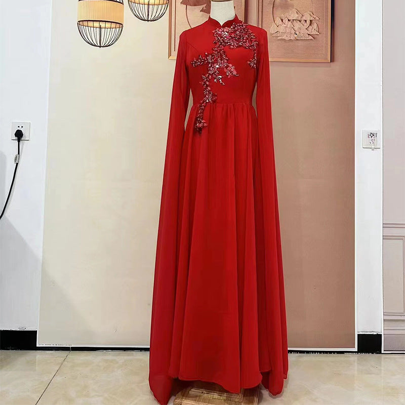 Dinner dress Female Dress Chinese Style Guzheng Performance Clothing Adult Temperament Choir Performance Wear H239