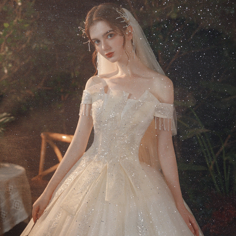 Starry Sky Main Wedding Dress 2022 New Wedding Dress Bride Graceful Mori Super Fairy Dream French Floor-Length Wedding Dress H224