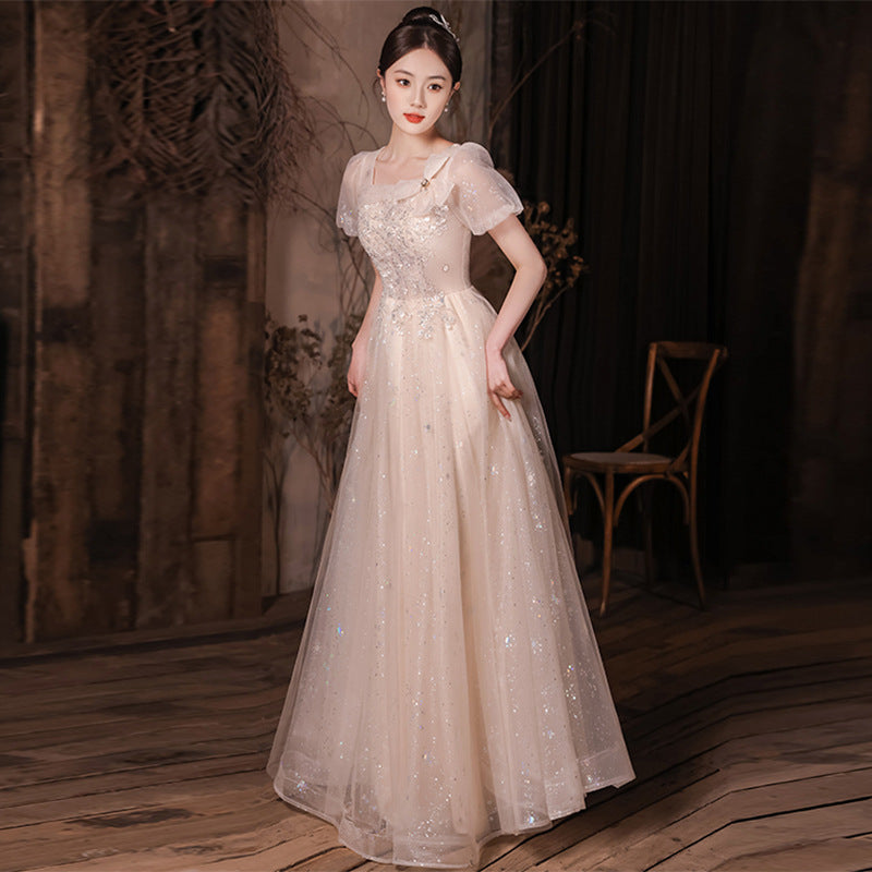 High-End Evening Dress Female Birthday Banquet Temperament Entry Lux High-Grade Bridesmaid Dress New L0669