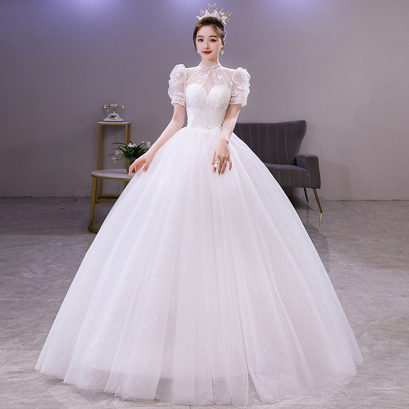 Wedding Dress with Puff Sleeves Light Wedding Dress for Dreamy Bride Simple Super Fairy Mori Style Wedding Veil Small H281