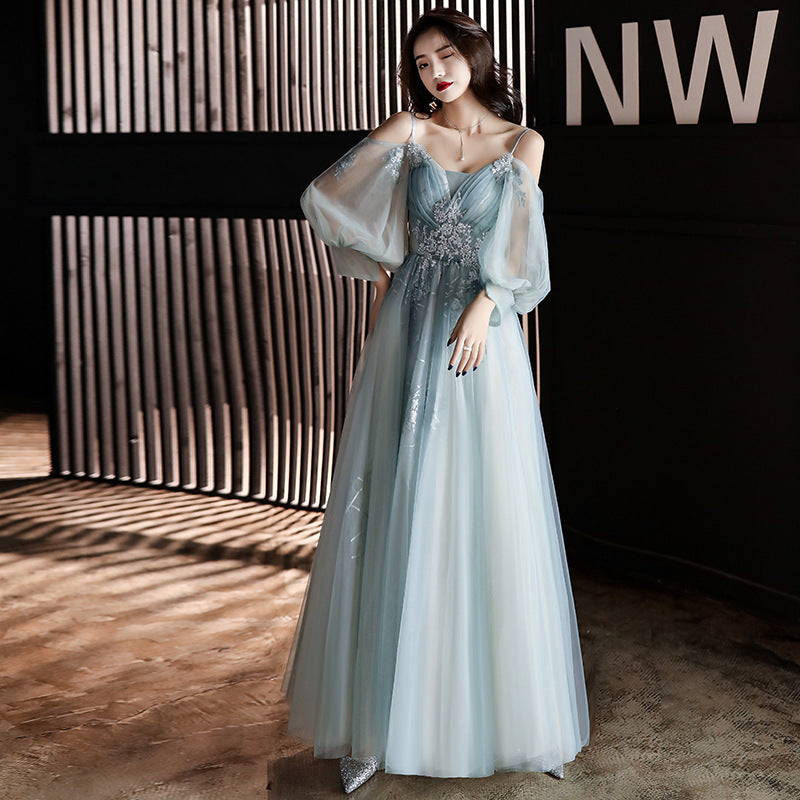 Dress Graduation Ceremony Dinner Party Dress Adult Ceremony Mori Style Model Catwalk Sling Annual Meeting Dress H828