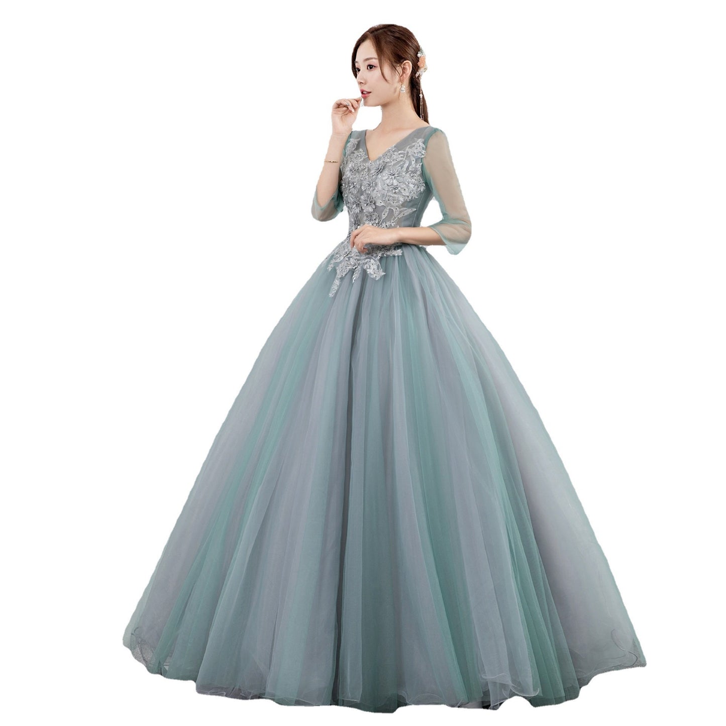 Wedding Dress Mint Green Embroidery Noble Elegant after the Year Art Exam Beauty Evening Dress Pettiskirt Beautiful Princess Dress LAS373