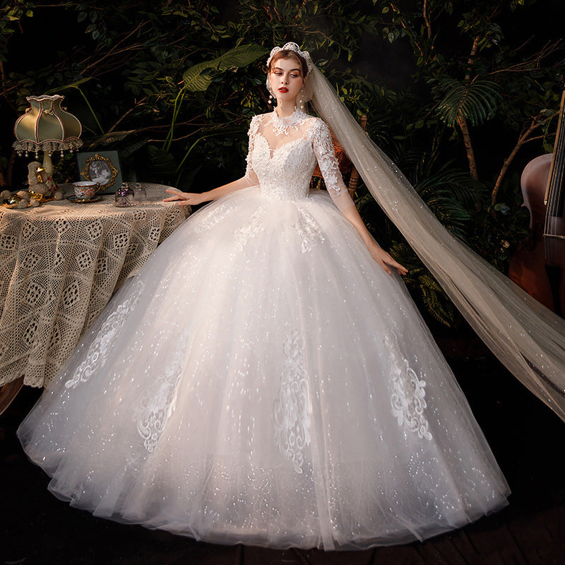 Wedding Dress Bridal Wedding Dress Pettiskirt Hepburn Chinese Stand Collar Flat H968