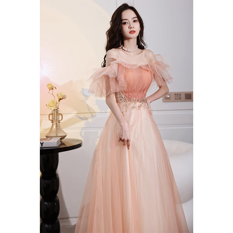 Evening Dress off-Shoulder Elegant Long Banquet Host Dress H278