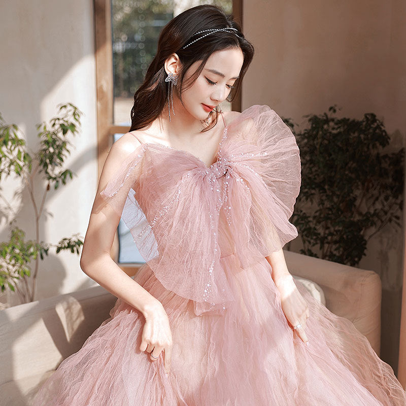 Pink Evening Dress Banquet Elegant Lady of Note Temperament Host Long Dress Guest Dress for Dinner Party Birthday Birthday Lovely Wedding H890