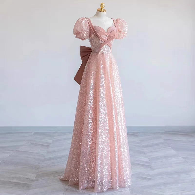 Pink Evening Dress for Women New Long High-End Temperament Ladies Annual Meeting L0671