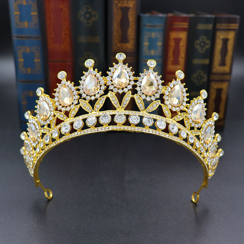 hair Crown European And American Bride Crown Baroque Drop-Shaped Diamond Princess Crown Performance Birthday Headdress Wedding Dress Accessories Crown LAS392