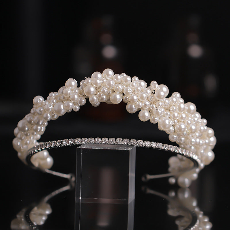 Korean Style Pearl Headband wedding Crown Exquisite Hand-Made Textured Headdress Wedding Dress Headdress Bride Wedding Jewelry