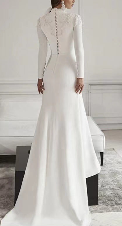 Wedding Dress Muslim Long Sleevedinner dress long sleeve dress maxi bridal dress H280