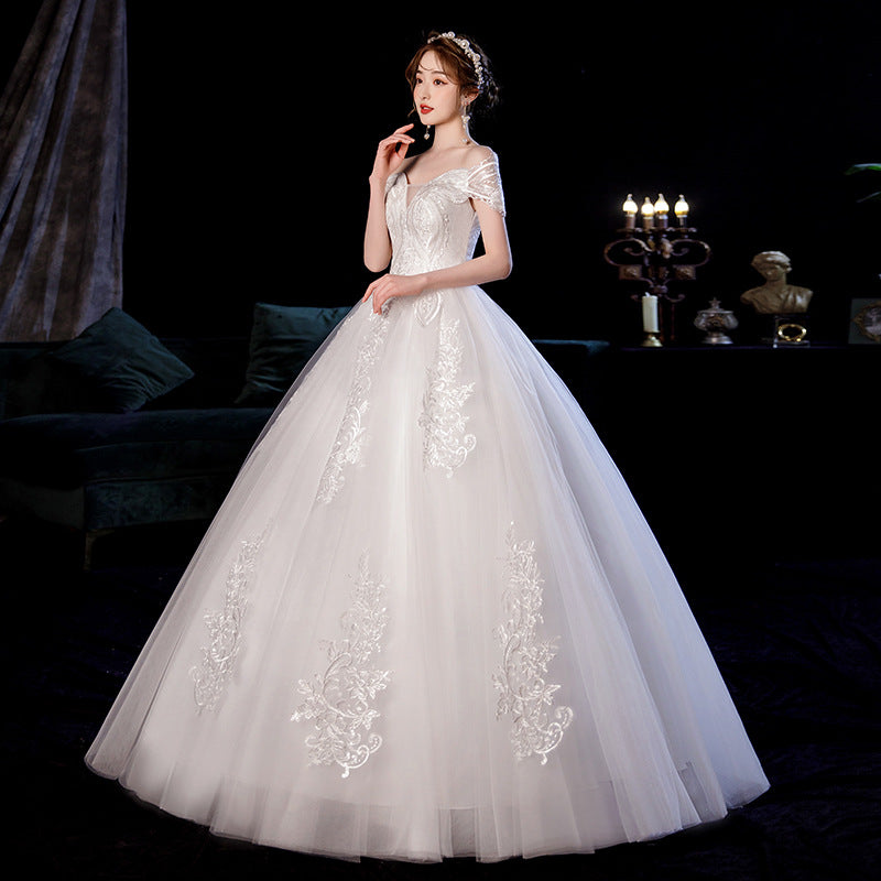 Wedding Dress Korean Style off-Shoulder Waist Slimming Flat Tube Top Wedding Dress Gift H982