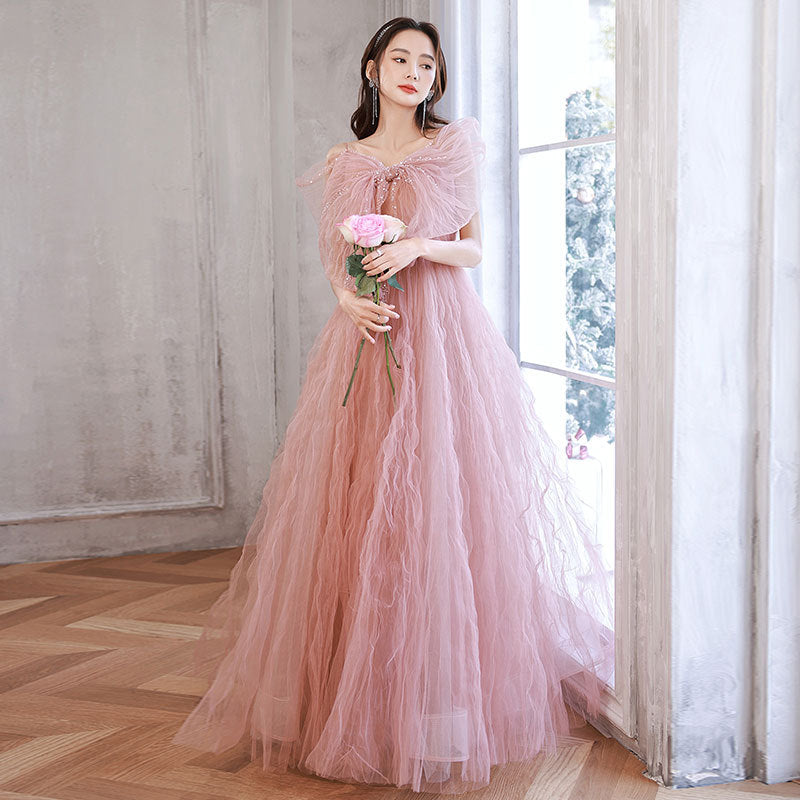 Pink Evening Dress Banquet Elegant Lady of Note Temperament Host Long Dress Guest Dress for Dinner Party Birthday Birthday Lovely Wedding H890