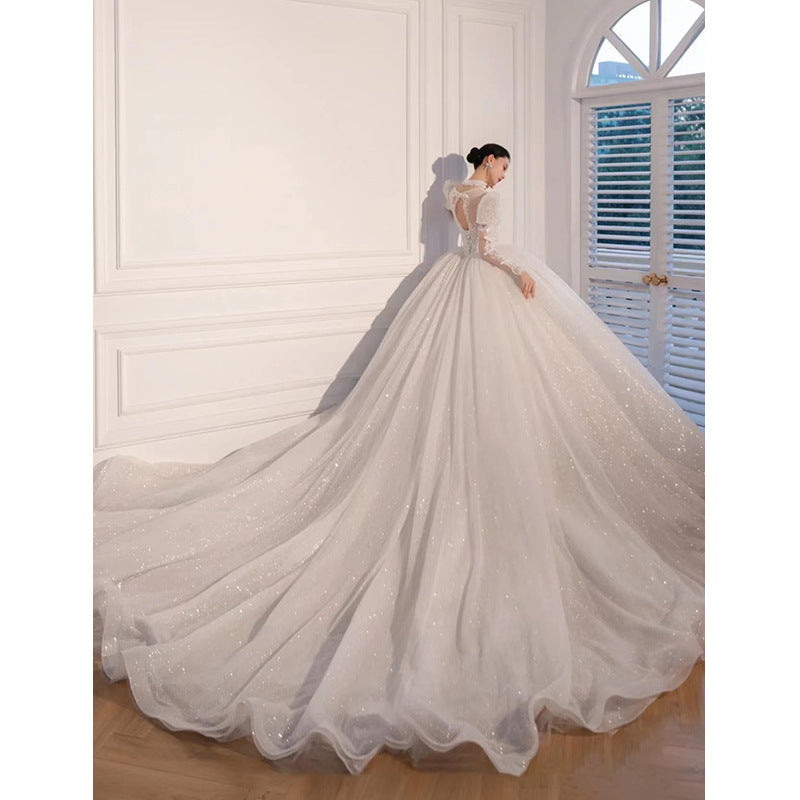 wedding dress Star dress French Starry Sky Light Wedding Dress 2022 New High-Grade Sense Small Princess Escape Big Tail Main Yarn LAS407