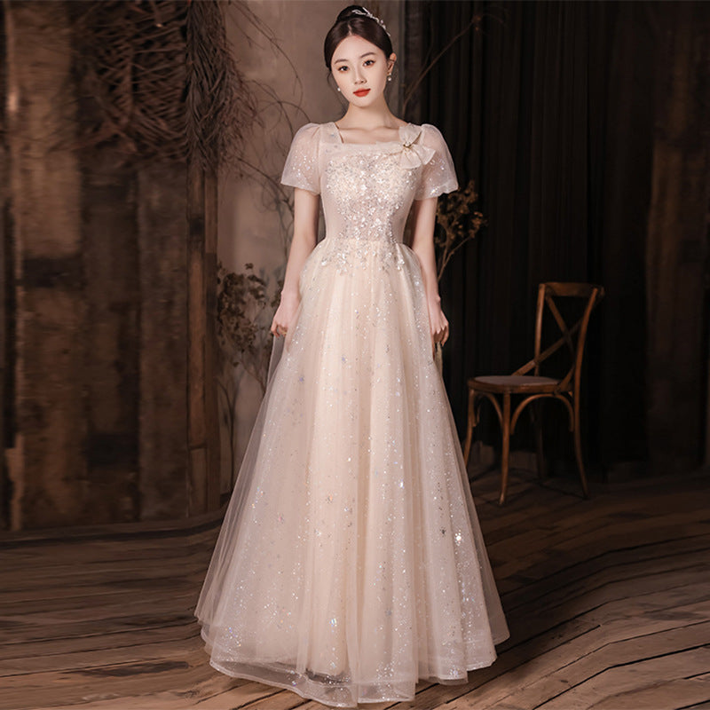 High-End Evening Dress Female Birthday Banquet Temperament Entry Lux High-Grade Bridesmaid Dress New L0669