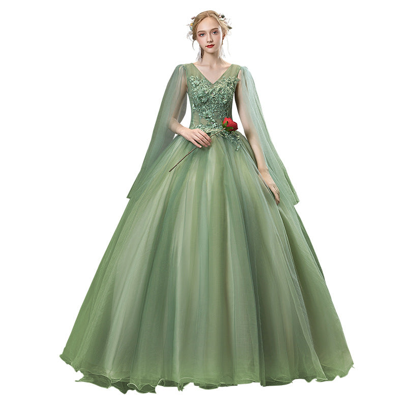 MINT GREEN DRESS Colored Mesh 2022 New Vocal Music Art Test Chorus Folk Song Bel Canto Solo Performance Dress Women's Pettiskirt Long Evening Dress