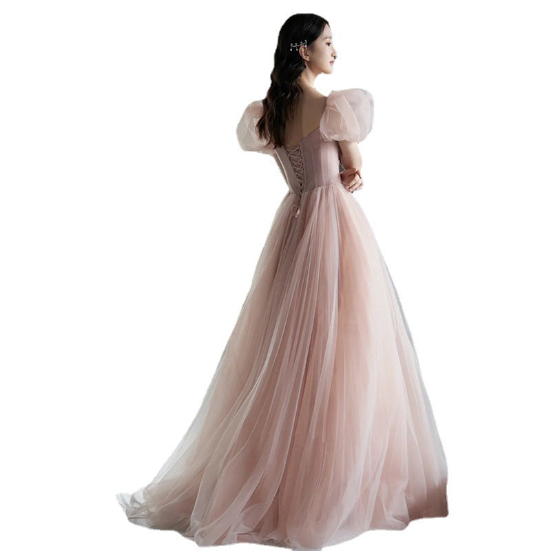 Princess dress Toasting Dress Bride 2022 New Elegant Pink Engagement Summer Host Formal Dress Female Wedding