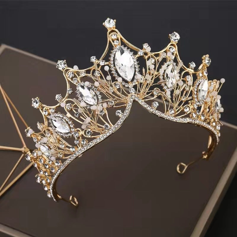 Hair Crown Alloy Diamond Crystal Crown Headdress Adult Ceremony Birthday Crown Wedding Dress Accessories Bride Tuinga Ornament H892