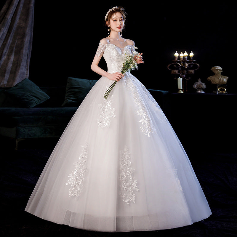 Wedding Dress Korean Style off-Shoulder Waist Slimming Flat Tube Top Wedding Dress Gift H982