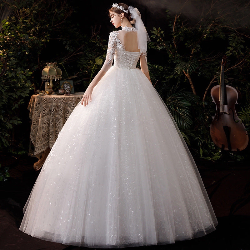 Wedding Dress Bridal Wedding Dress Pettiskirt Hepburn Chinese Stand Collar Flat H968