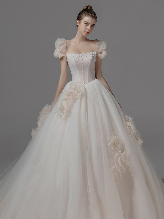 Main Wedding Dress 2022 New Mori Style Temperamental Fairy Princess Style Bride Dream French Light Yarn Simple Wedding Dress Trailing