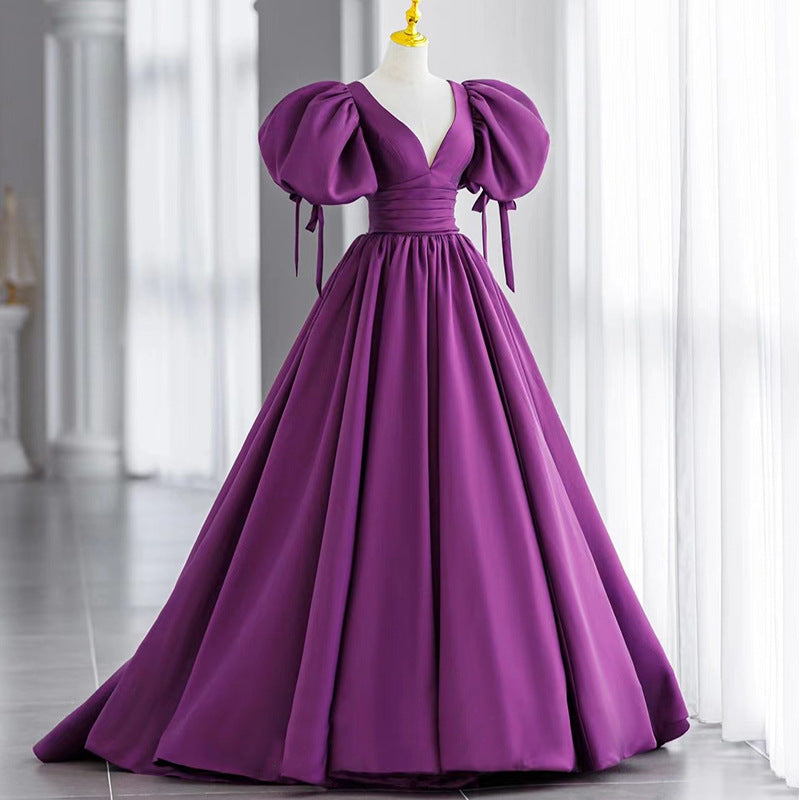 Purple Evening Dress Women's Light Luxury Minority High-End Ladies Birthday High Sense Host's Dress H222