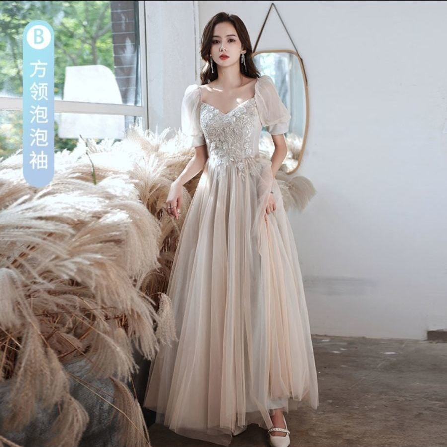 Bridesmaid Dress Women's Spring 2022 New Wedding Fairy Female Friends Sisters Party Party Dress Slimming Long H667