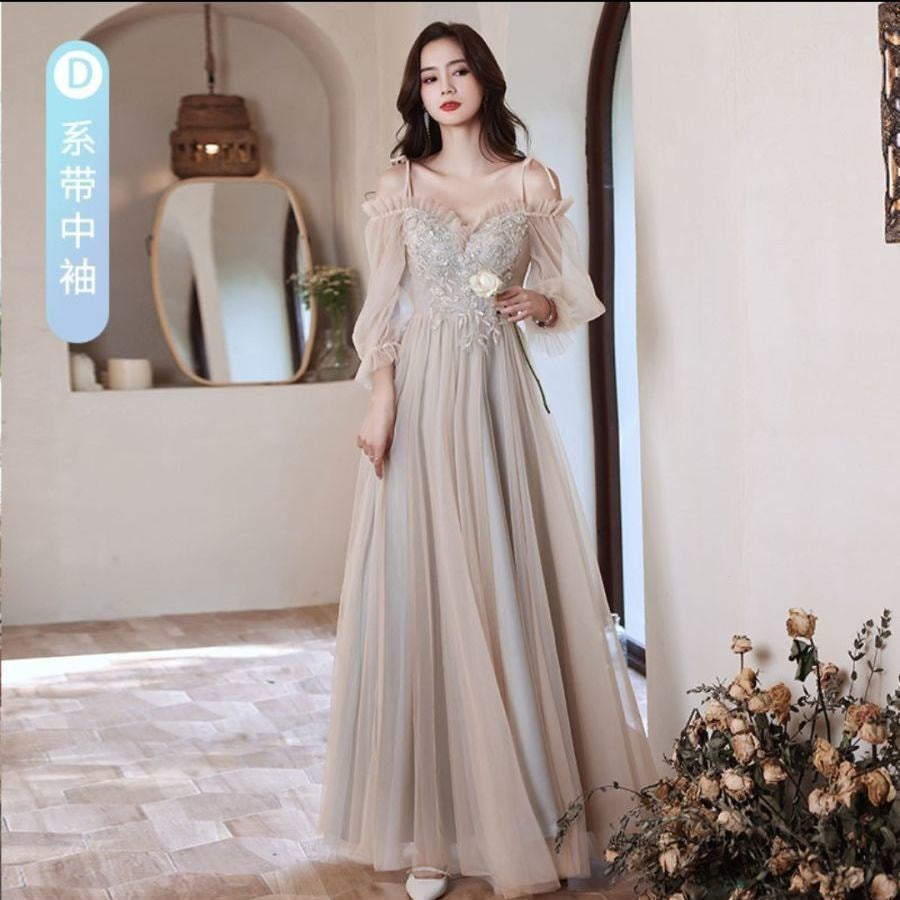 Bridesmaid Dress Women's Spring 2022 New Wedding Fairy Female Friends Sisters Party Party Dress Slimming Long H667